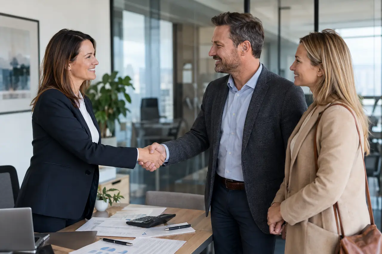 AccoClariT accountant shaking hands with new small business clients in Montreal